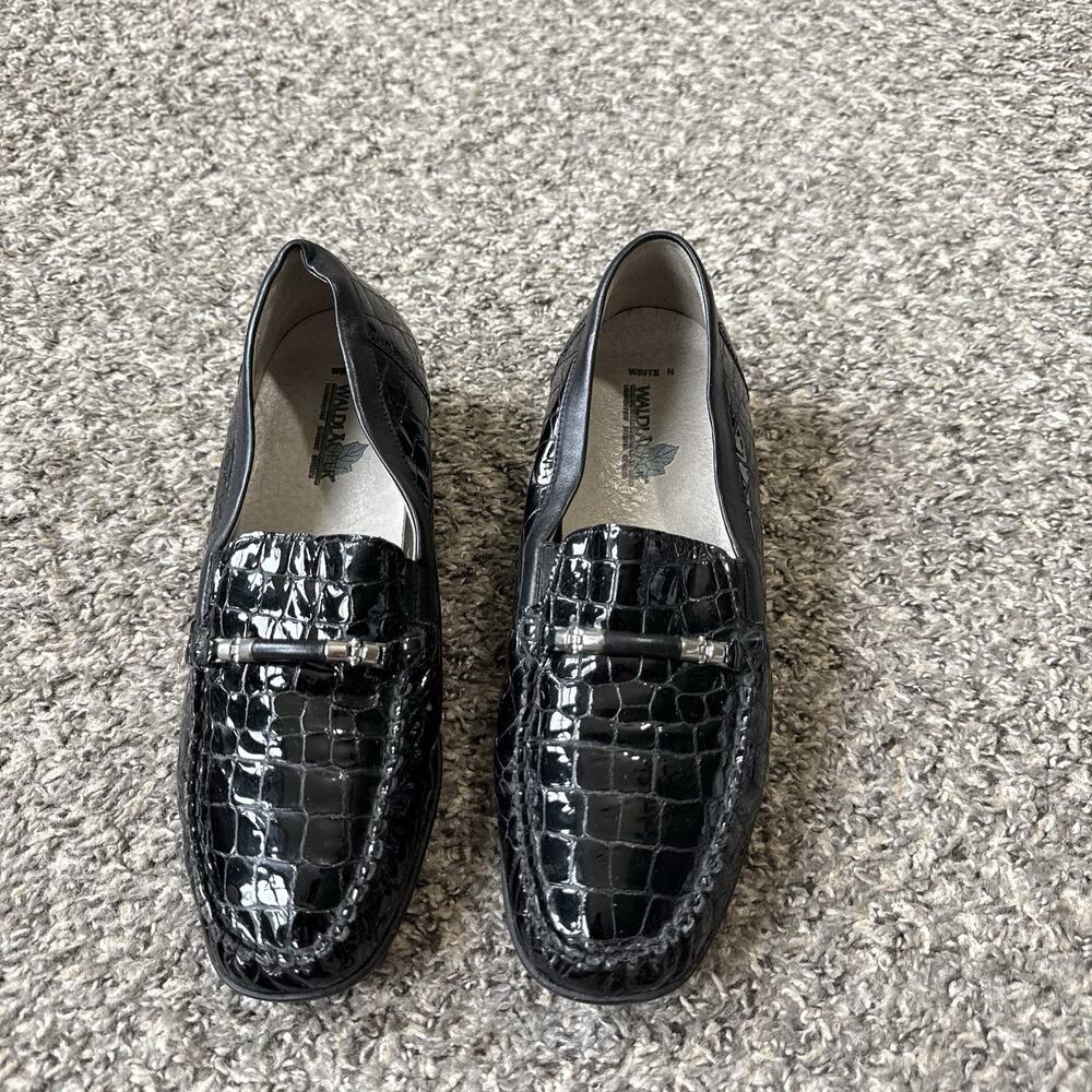 Waldlaufer Black Loafers Shoe Size 7.5 Croc Career Work Office Comfort - Picture 2 of 7